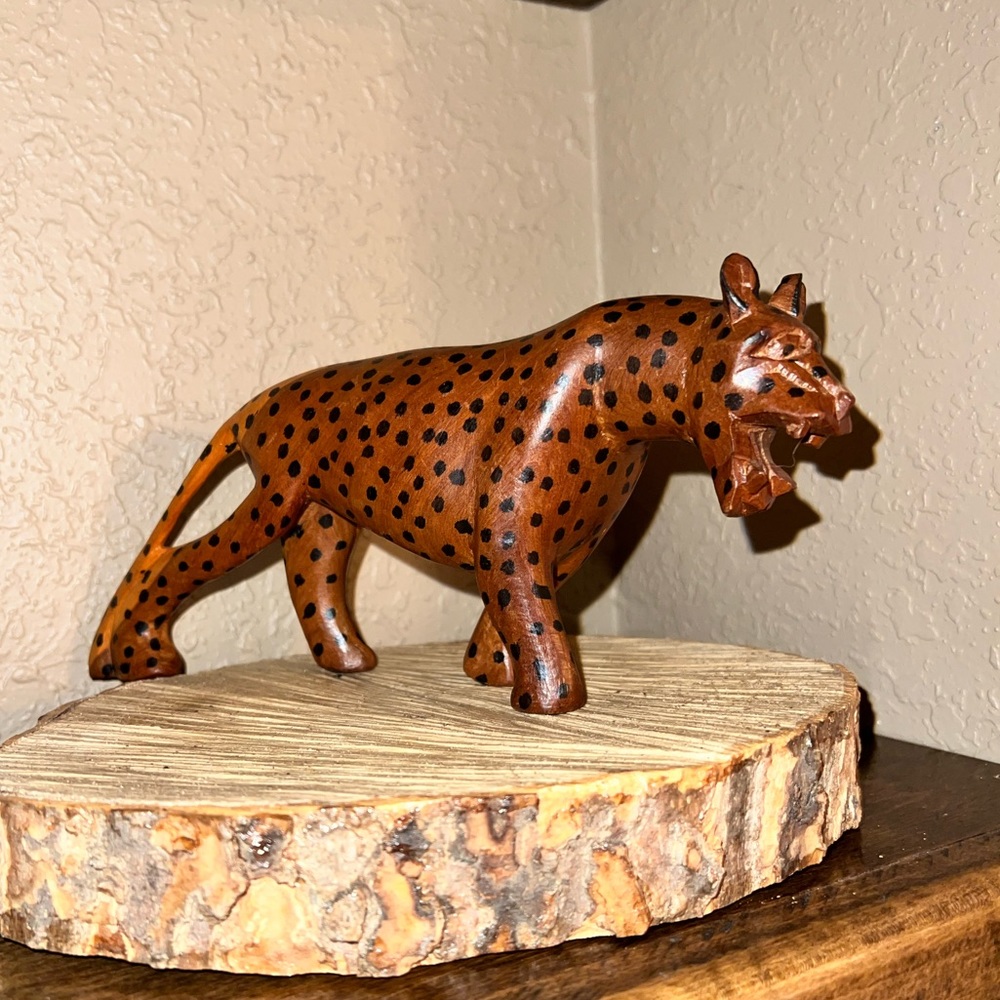 Hand carved wooden tiger